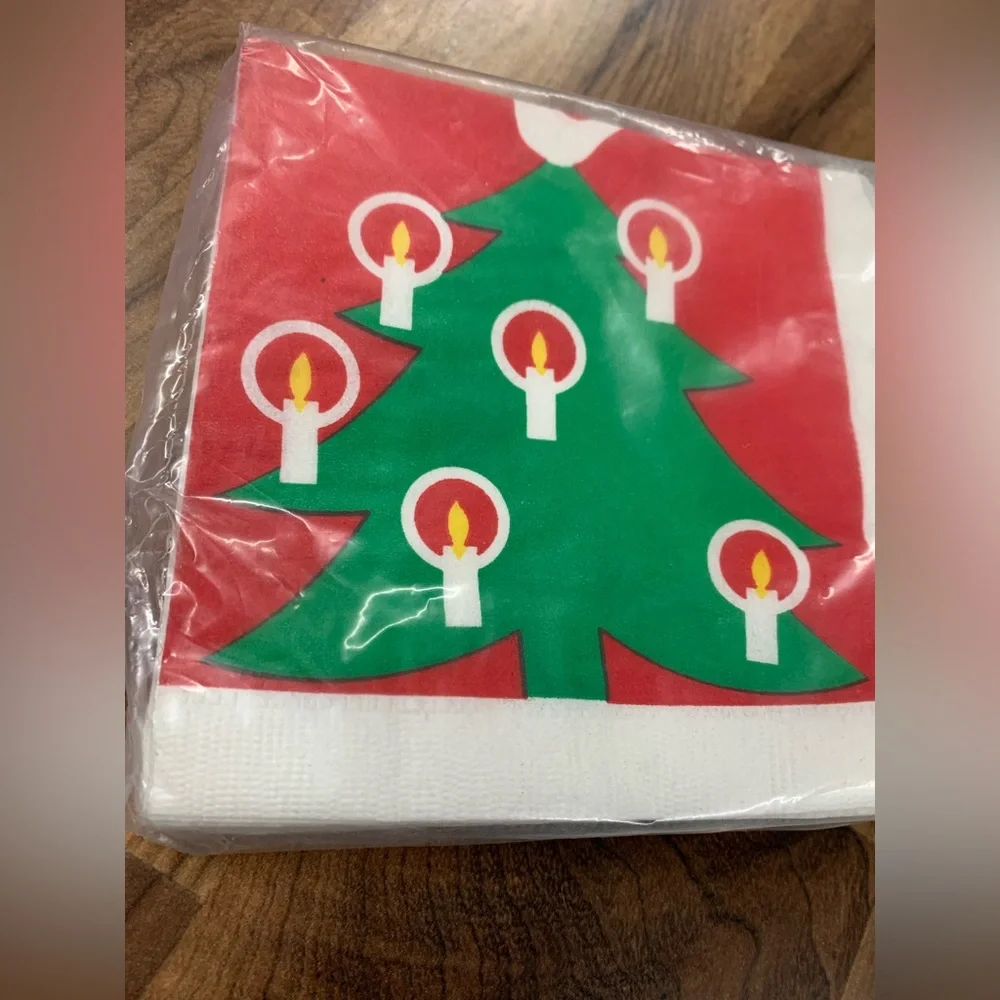 Vintage Christmas Theme Paper Napkins Lot of 2 Packages Ho Ho Christmas Trees